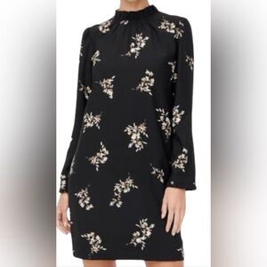 J. Crew Factory Black Floral Long Sleeve Dress